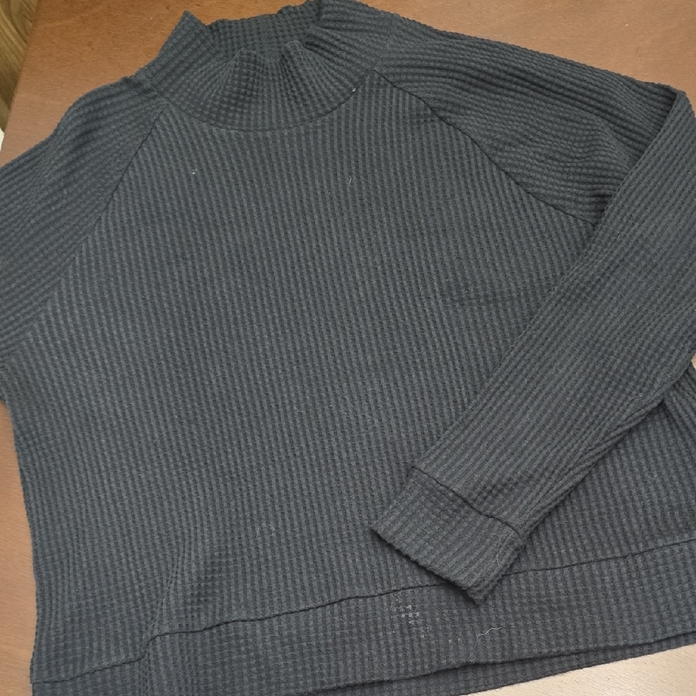 The North Face TNF Women's Ribbed Waffle Knit Black Turtleneck Sweater Sz xl